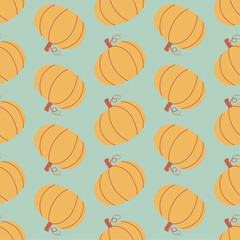 Simple pumpkin hand drawn seamless pattern, Autumn pattern of hand drawn cute and cozy design elements, Fall, Pumpkin season, halloween