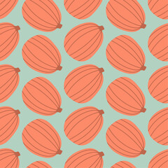 Simple pumpkin hand drawn seamless pattern, Autumn pattern of hand drawn cute and cozy design elements, Fall, Pumpkin season, halloween