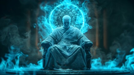 Mystic Figure in Blue Flames.