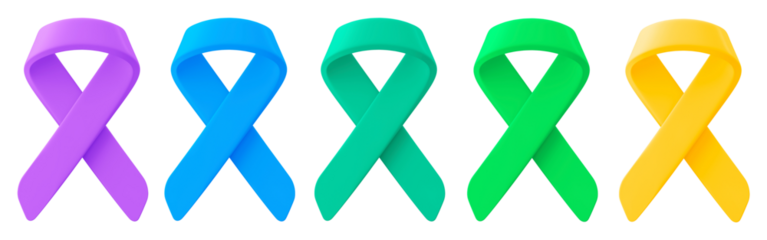 3D awareness ribbon health concern set