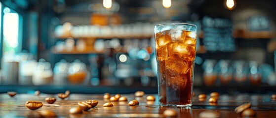 Obraz premium Cold brew coffee trends in the market coffee shop backdrop