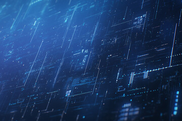 Obraz premium A binary background with dark blue and touches of neon highlights creating a technological and futuristic aesthetic