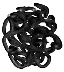 curved felt-tip pen line, children's painting, krickle crakel, png asset.