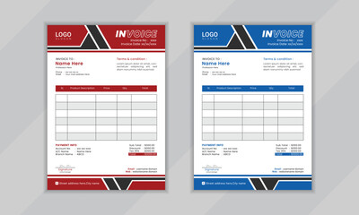Modern and creative invoice layout design template with two color variation invoice design for your company