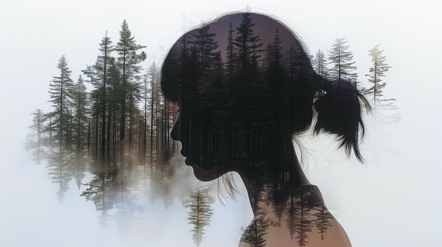 double exposure techniques to combine a portrait with elements related to the individual's job or personality