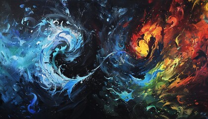 The four elements clash and coexist in a dynamic interplay
