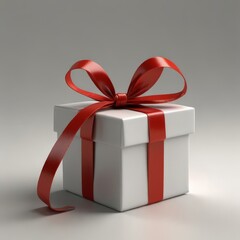 3D rendering of a beautiful, bright, detailed gift box with ribbon gift wrapping on a white background
