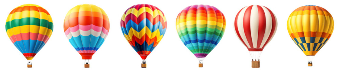 Colorful hot air balloon png cut out element set