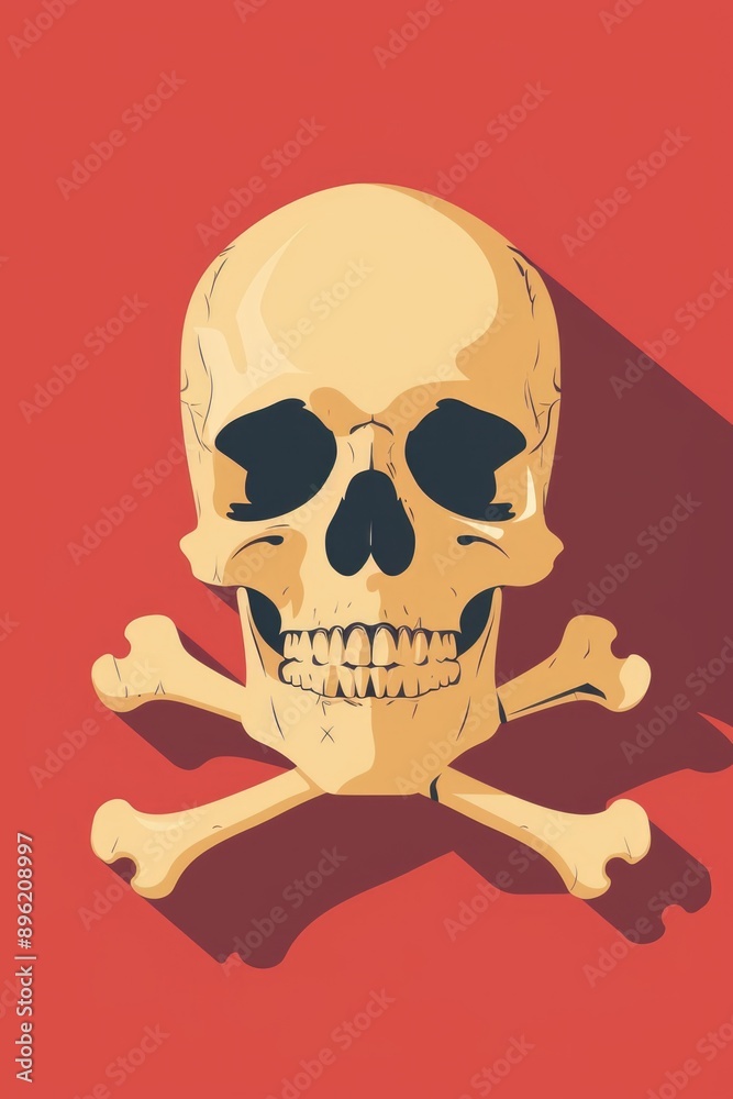 Poster a skull with crossbones symbol on a bright red background