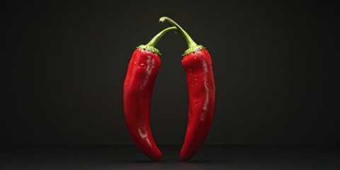 Fresh red chili peppers in a close-up shot, highlighting their vibrant color and spicy texture.
