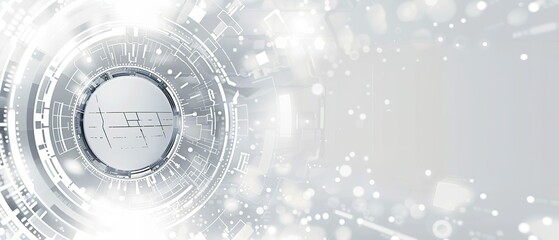 Obraz premium Abstract Technological Background with Circular Pattern and Light Bokeh