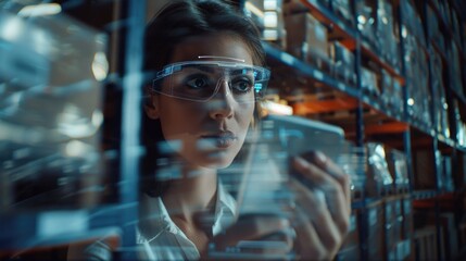 A female scientist working with advanced technology in a laboratory setting, focusing on innovative breakthroughs in medicine and science.
