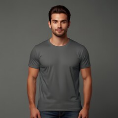 Obraz premium Front view mockup of men's beautiful chic short sleeve t-shirt. Vector template 
