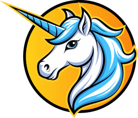 Vibrant Unicorn Head Cartoon Art, vector illustration