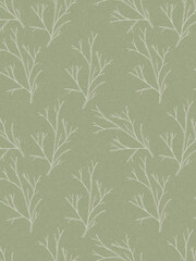 Minimalist and nature-inspired hand draw branches on a  green background
