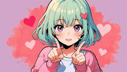 Cute lovely manga anime cartoon personage friends buddies animated movie banner poster