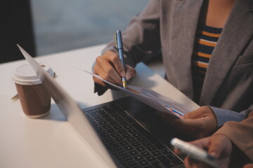 Business conference, marketing research, sales strategy analysis for business growth. and investment planning consulting. Accounting finance concept.