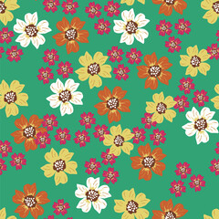 Seamless textured spring summer floral pattern background