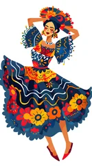 Crédence de cuisine  Dancer in Traditional Mexican Dress for National Hispanic Heritage Month and Cinco de Mayo Celebrations on white background  © Jack