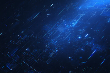 Fototapeta premium A binary background with dark blue and touches of neon highlights creating a technological and futuristic aesthetic