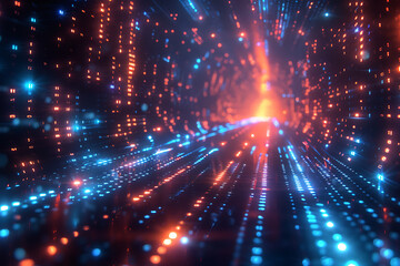 Naklejka premium A binary background with dark blue and touches of neon highlights creating a technological and futuristic aesthetic