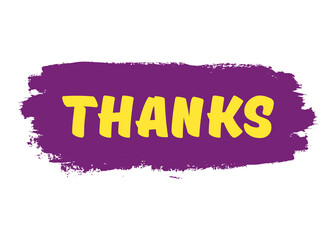 Thanks word with purple brush strokes