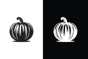 Pumpkin icon silhouette vector. Pumpkin Icon on Black White Background