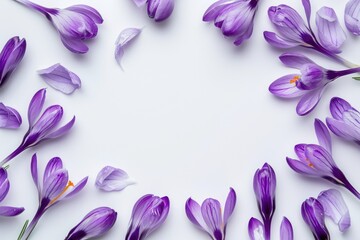 Purple Crocuses on White Background