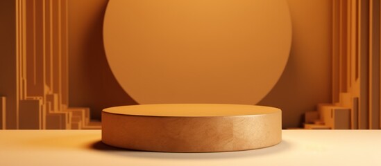 Round podium with abstract background, geometric shape 3d rendering
