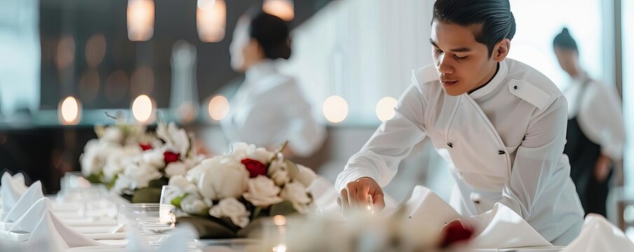 Hotel Hospitality staff set romantic room