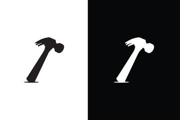 Hammer icon template black white color editable. Hammer symbol Flat vector sign isolated on white black