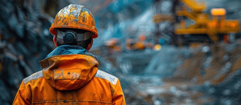 Safety auditor supervisor reviewing documents at mining construction site