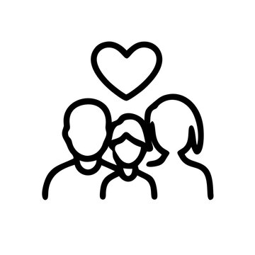 Familie mit Kind M&auml;dchen Symbol mit Herz 