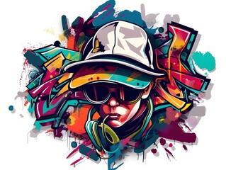 Stylish Streetwear Graffiti Sticker Design for Apparel Products
