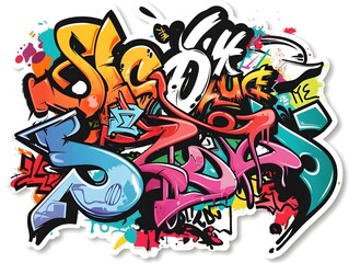 Stylish Streetwear Graffiti Sticker Design for Clothing and Accessories