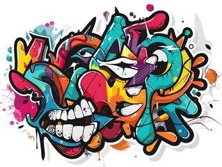 Stylish Streetwear Graffiti Sticker Design for Shirt and Apparel