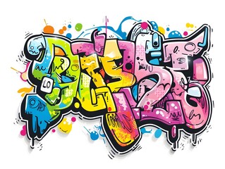 Stylish Streetwear Graffiti Sticker Design for Shirt and Merchandise