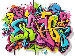 Stylish Streetwear Graffiti Sticker Design for Shirt or Apparel