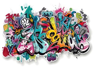 Stylish Streetwear Graffiti Sticker Design for Shirt or Wall Art