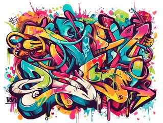 Obraz premium Stylish Streetwear Graffiti Sticker Design for Shirt or Wall Decor
