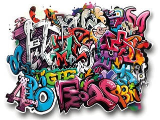 Stylish Streetwear Graffiti Sticker Design for Shirt or White Background Branding