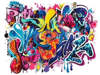 Stylish Streetwear Graffiti Sticker Design for Trendy Apparel and Accessories