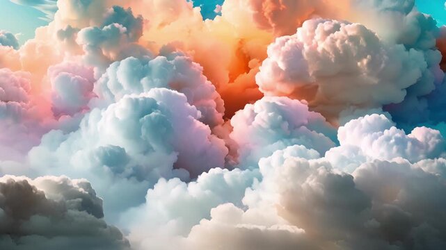 An explosion of vibrant colors and overlapping shapes in this design mirrors the constantly shifting forms of clouds in the sky.