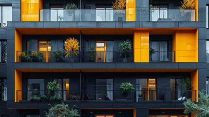 Modern low-rise house in yellow and black