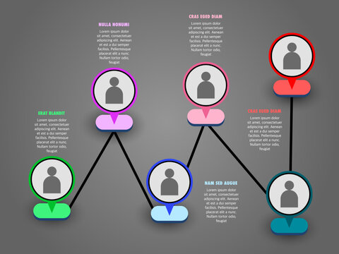 Corporate infographic with company structure and employee map and interconnection