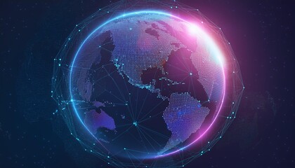 Earth is shot from outer space, showcasing networks, telecommunications, celestial matter, and advanced technology communication systems, highlighting global connectivity, satellite technology, and pl