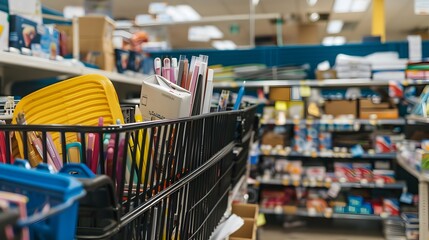 Obraz premium Black Friday Discounts on Office Supplies in Retail Store