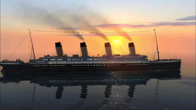 Titanic ship in ocean