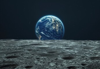 Earthrise Over the Lunar Surface