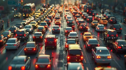 Chaotic and Captivating Black Friday Rush Hour Traffic Jam in the City Skyline